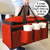 FRESHIE Insulated Food Delivery Bag with Cup Holders/Drink Carriers Premium,