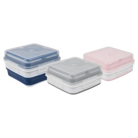 COOL GEAR 3-Pack Expandable Bento Containers | Great For Salad, Lunch, Snacks, Travel, and More | Dishwasher & Microwave Safe | 4 Compartments With Lids