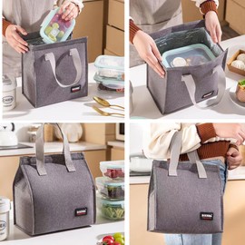 Lunch Bag, Lunch Bag, Cold Insulation, For Boys, Girls, Lunch Tote, Thermal, Insulated, Small, For Kids, Office, Work, School, Picnic, Unisex (Gray)