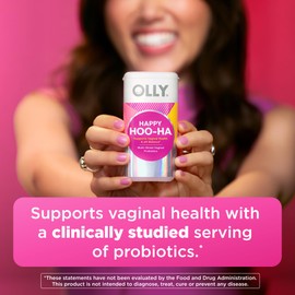 OLLY Happy Hoo-Ha Capsules, Probiotic for Women, Vaginal Health and pH Balance, 10 Billion CFU, Gluten Free - 25 Count