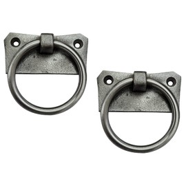 Adonai Hardware "Pethahiah" Antique Cast Iron Drop Pull with Half Cut Back Plate (Supplied as 2 Pieces per Pack) - Natural Unlacquered