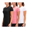 DEVOPS Women's Compression Workout Athletic Shirts (Medium, Black/Pink/White)