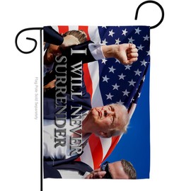 USA Decoration Never Surrender Trump Shooting Flag Wall Hanging Home Door Room Patio Rally Survivor 2024 President 47 MAGA Yard Sign Poster Outdoor Patriotic Decorations, Republican Gifts Made in USA