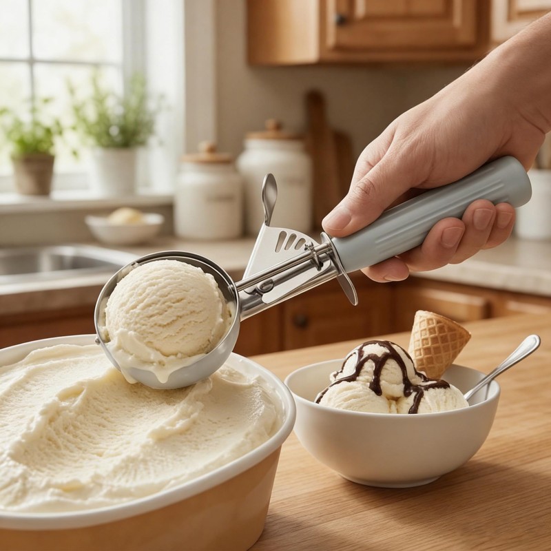 TOPKITCHEN Commercial-Grade Ice Cream Scoop 3.25 oz, 18/8 Stainless Steel