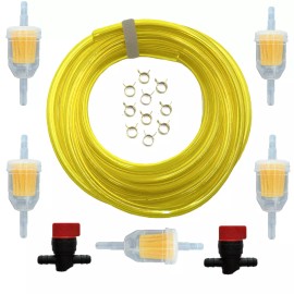 Kindza 7 Feet 1/4 inch ID Fuel Line Hose Kit with 10 Clamps for Briggs Kawasaki Kohler