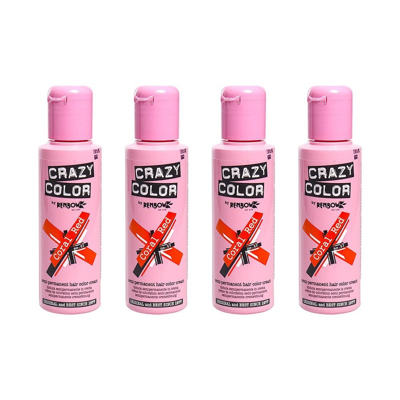 Semi-Permanent Hair Colour Cream Dye Crazy Colour Renbow 4 x