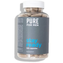 Pure for Men Original Vegan Cleanliness Stay Ready Fiber Supplement, 120 Vegan Capsules, Helps Promote Digestive Regularity, Psyllium Husk, Aloe Vera, Chia Seeds, Flaxseeds, Proprietary Formula