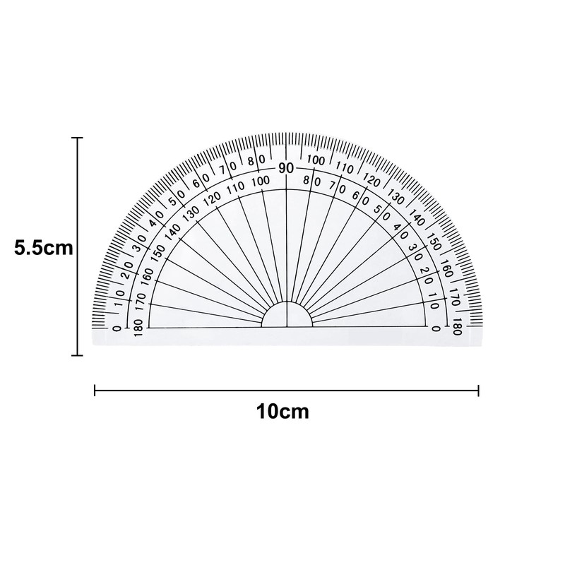 FUZVOL 10PCS Plastic Protractors 180 Degree Protractor for Students Teachers