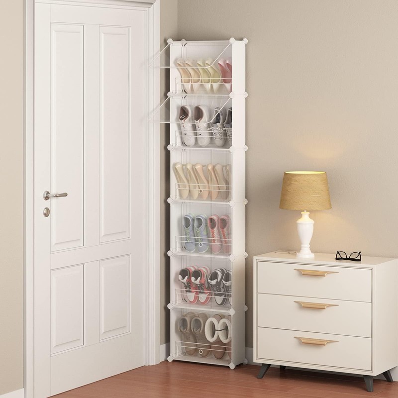 MAGINELS 6-Tier Slim Shoe Storage,Narrow Shoes Rack,Hidden Closet Organizer for