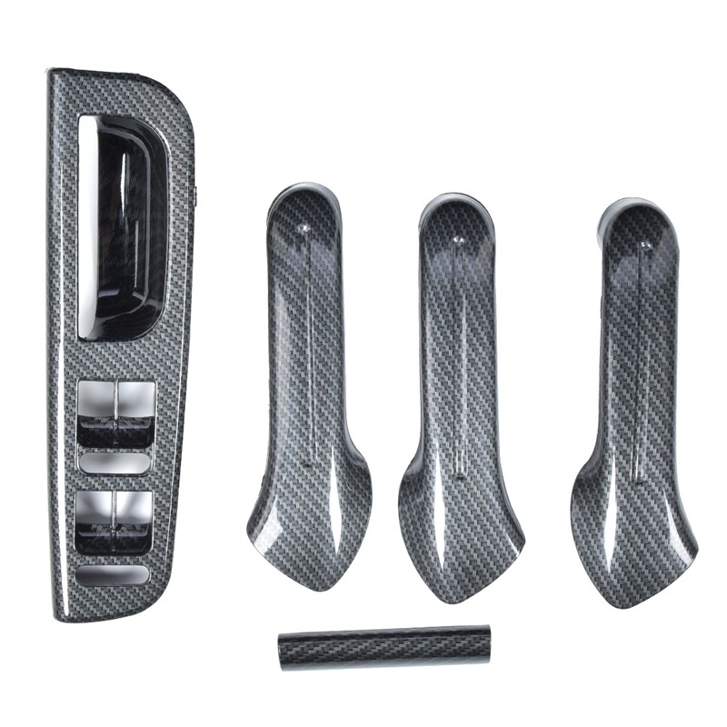 5Pcs/Set Carbon Fiber Texture Interior Door Grab Handle Cover Switch