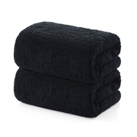 REDKISS 2 Piece Luxury Bath Towel Set - 31x62 inch Oversized Thick Bath Sheet, 100% Cotton, 900 GSM, Super Soft, Highly Absorbent, Quick Dry Large Black Bath Towels, Ideal for Bathroom, Pool, Gym, Spa
