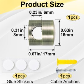 Pndeyo Self-Adhesive Cable Anchors for Desk, Aluminum Phone Cord Holder Clips, Adjustable Round Cable Organizers for Desk Nightstand Walls- Copper Color