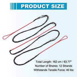 sourcing map Traditional Recurve Bow String Replacement AMO 68" in 12 Strands Archery Bowstring Accessories for Universal Archery Equipment Traditional Long Recurve Horse Bow (Black/Red)