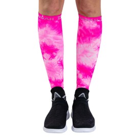 Zensah Running Leg Compression Sleeves - Shin Splint, Calf Compression Sleeve Men and Women (Tie Dye Neon Pink, X-Small/Small)
