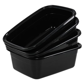 Yarebest 4-pack 12 Quart Small Wash Basin Pan, Plastic Rectangular Dish Pan, Black