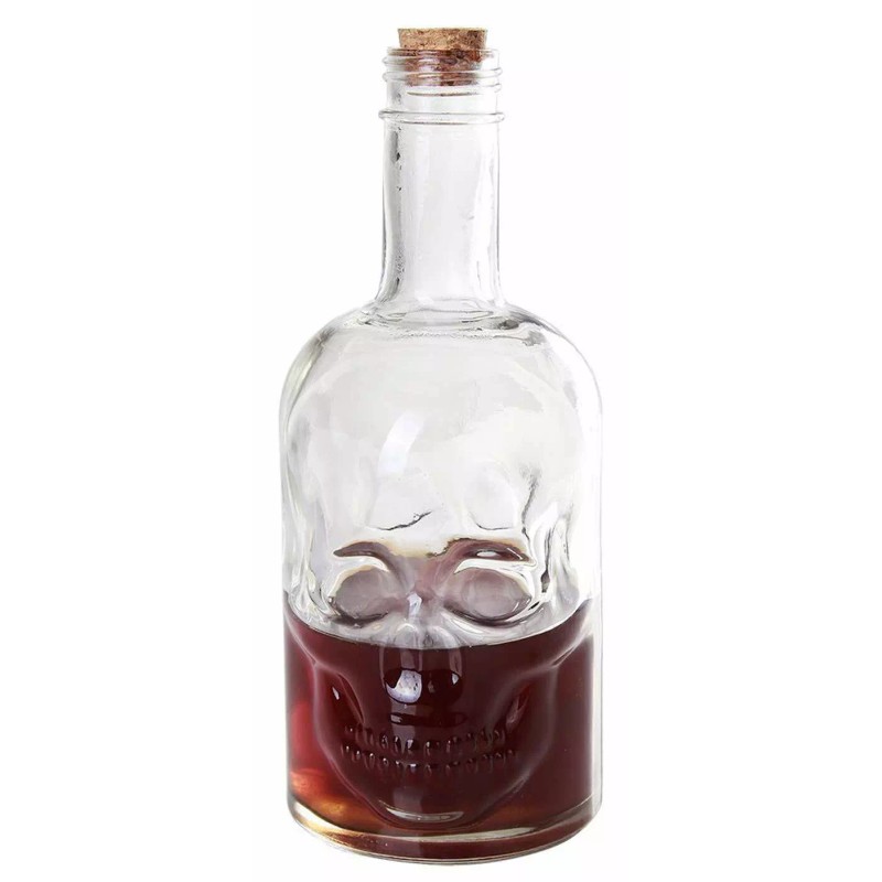 Ebros Gift Large 30 Ounces Skeleton Skull Face Corked Glass