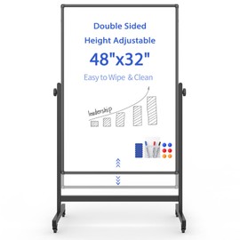 Rolling Whiteboard on Wheels, Double-Sided Magnetic Dry Erase Board with Stand, Mobile White Board for Office, Classroom, Home (32" x 48")
