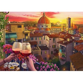 Ravensburger Cozy Wine Terrace - 500 Piece Large Format Jigsaw Puzzle | Unique Softclick Technology | Premium Matte Finish | Ideal for All Ages