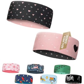 Children's Headband - 2-8 Years - Thin, Ultralight and Elastic Sports Headband for Boys and Girls (Hearts Black)