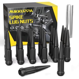 MIKKUPPA 20pcs M12x1.5 Wheel Spike Lug Nuts, M12x1.5 Lug Nut, Cone/Conical Bulge Seat, Black Closed End Nuts with Socket Key Replacement for Chevy Blazer Corvette Camaro Aftermarket Wheel