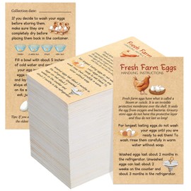 Kisston 200 Pcs Fresh Farm Eggs Handling Instruction Cards 2 x 3.5'' Christmas Egg Carton Stamp Bulk Label Cards Design for Carton Basket Farm Business Holiday Accessories (Simple Style)