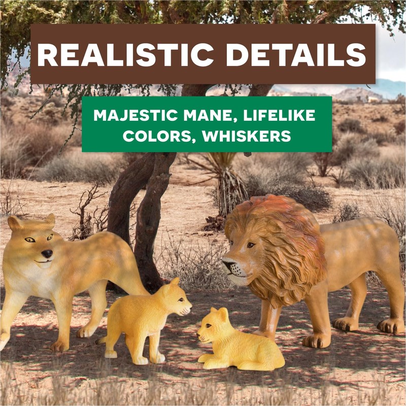 Terra by Battat – 4 Pieces Lion Family – Plastic