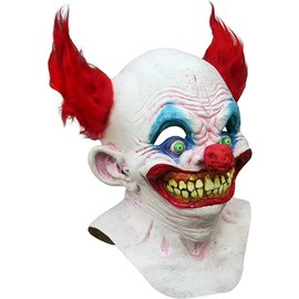 Ghoulish Productions Chingo The Clown Mask, Red Horns Hair Clown Mask.Adult Mask.One Size Latex Mask.Clowns Line.