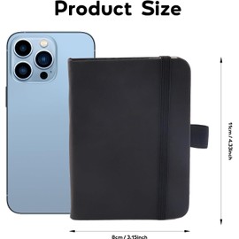 EclipseGuard Pack of 2 Pocket Notebook, Small Notebook Diary, A7 Notebook, Small Notebook, Pocket Notebook, Mini Pocket Journal, Tiny Notebook, Black Leather for Office Work