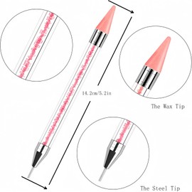 SinceReal 6 Pcs Rhinestone Picker Tool, Rhinestone Picker Dotting Wax Pen Dual-Ended Rhinestones Applicator Nail Art DIY Tools, with 4 Extra Wax Tips and 1 Tweezer