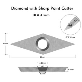 IMOTECHOM 8-Pieces Carbide Cutters Inserts Set with Screws and Hex Key for Wood Lathe Turning Tools (14mm Square, 12mm and 12mm Round, 31x10mm Diamond with sharp point)