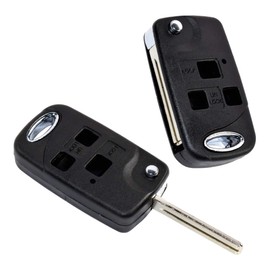 HQRP 2-Pack Upgrade Remote Flip Folding Key Fob Shell Case Keyless Entry w/ 3 Buttons Compatible with Lexus RX300 1999 2000 2001 2002 2003, RX330 2004 2005 2006, RX350 2007 2008 2009