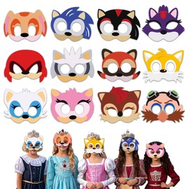 Ainvliya Pack of 12 Soni Party Masks, Birthday Masks, Cosplay Party Decoration for Children, Masquerade, Cosplay, Carnival, Christmas (Blue)