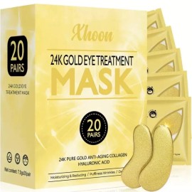 Xhoon 24K Pure Gold Under Eye Patches - 20 Pack Mask Amino Acid 20 Pairs