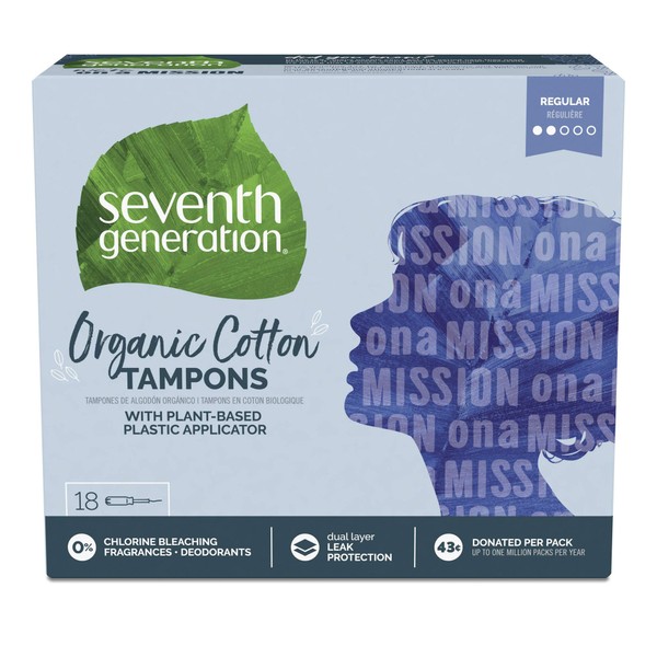 SEVENTH GENERATION Free & Clear Regular Tampons with Applicator, 18 CT