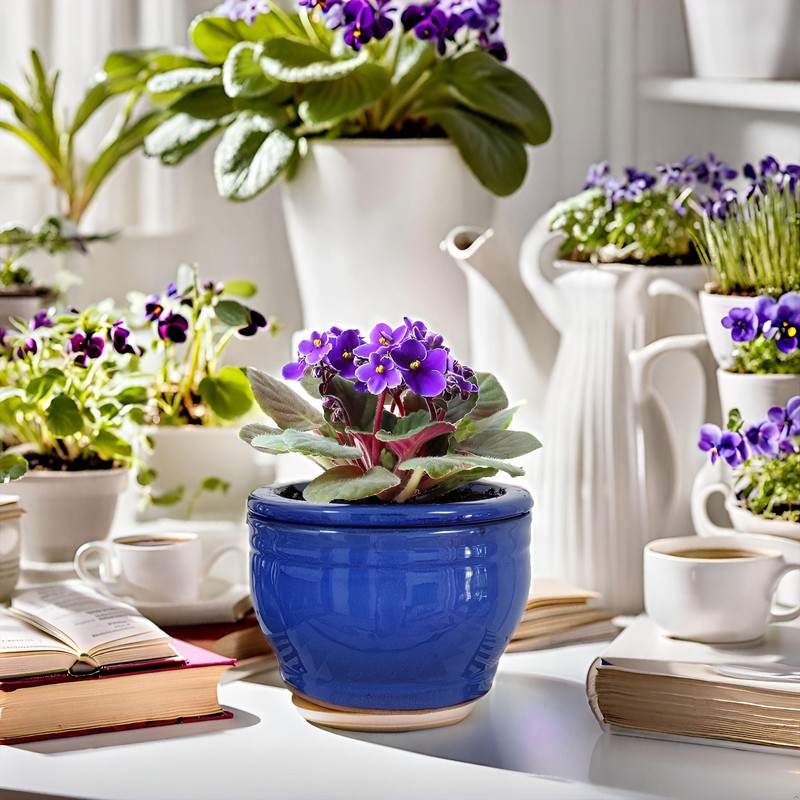 Dphagesy African Violet Pots Self Watering 6 inch Round Ceramic