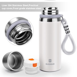 Stainless Steel Flask with Cup 700ml/23.6oz Vacuum Insulated Thermo Bottle Keep hot and Cold Water Bottles Coffee flasks.(White)