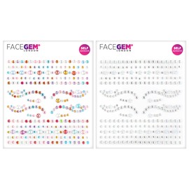 2 Stück Gesicht Edelsteine - Gesicht Juwelen - Selbstklebende Strass Gesicht Juwelen für Make-up, Party & Rave Looks - Augen Edelsteine, Gesicht Glitzer, Selbstklebend Festival Gems Festival, Glitter