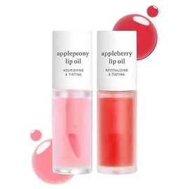 NOONI Appleseed Lip Oil Set - Applepeony Y Appleberry Con Aceite De Semilla De Manzana, Aceite Labial Y Tinte Labial Para Labios Resecos Y Escamados