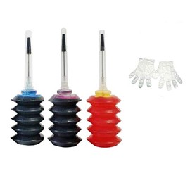 Vivid Colors Tri-Color Ink Refill Kit Tool Box for HP 67/65/64/63/62/61/ 61xl/62xl/63xl/64xl/65xl/67xl 30ml Bottles Cyan Magenta Yellow
