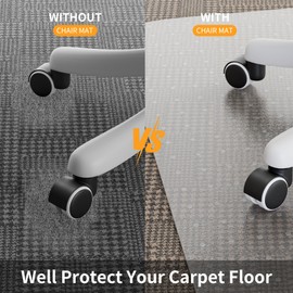 Cybstrax Office Chair Mat for Carpets, 48" x 32" Rolling Computer Chair Mat for Carpeted Floors, Thick and Sturdy Plastic Floor Mats for Office Chair on Carpet for Work & Home