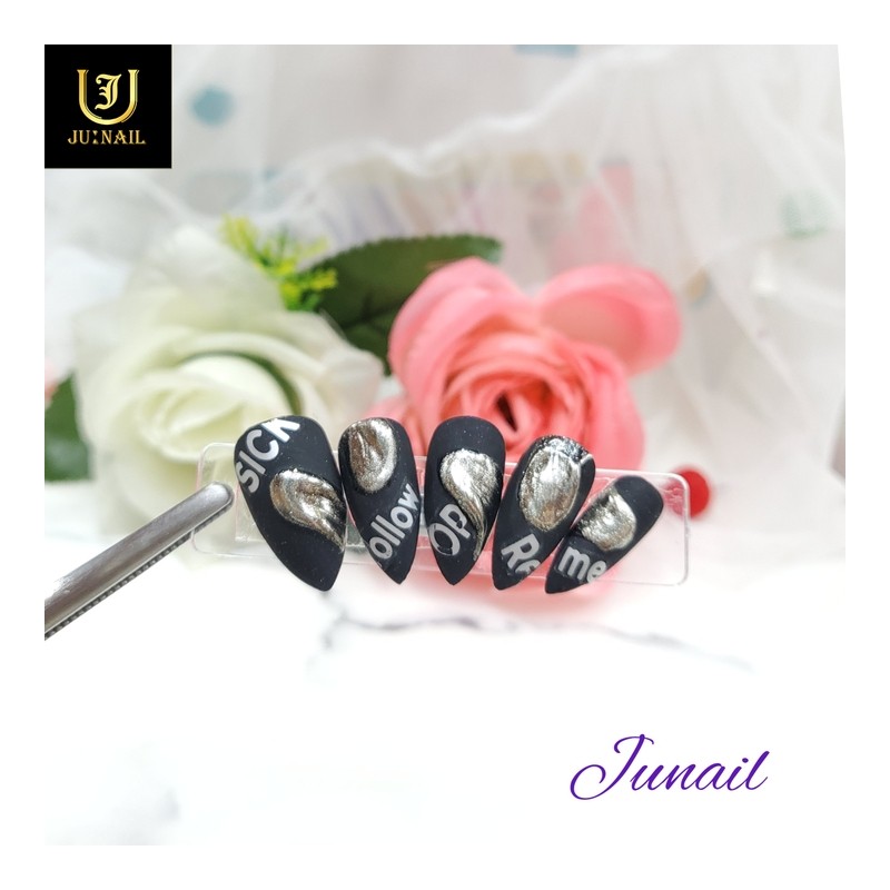 ✏Black handmade nail tips - Long Oval / ✏Black 수제네일팁