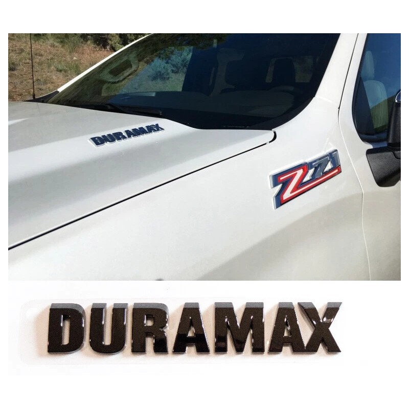 GM 2pcs Silverado 2500hd 3500hd Gloss Black Duramax Hood Emblem