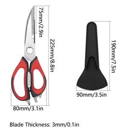 Multifunction Kitchen Scissors, 6-in-1 Stainless Steel Heavy Duty Kitchen Shears with Cover, Detachable Household Kitchen Scissors for Meat, Fish, Vegetable (Grey)