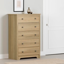 South Shore Vito 5-Drawer Chest Dresser, Natural Ash