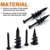 ISPINNER 60pcs #6#8 Black Self Drilling Plastic Drywall Anchors with