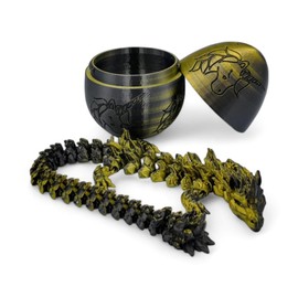 ZZ LIFE Surprise Unicorn Dragon Egg - 14" Dragons Articulating Joints - Unicorn Themed Twist Enclosure Mystery Dragon Egg, ADHD, Stress, Anxiety Relief (Black/Gold)