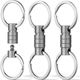 FEGVE Titanium Key Holder, Connector, 360 Degree Rotation, Detachable Quick Release, Breakaway Type, Car Key Holder, Men's, Releaser, Keyring Included (Black x 1), Gray *3 pcs