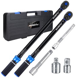 PUIBERS 1/2 3/8 inch Drive Click Torque Wrench Set,2 Pcs Torque Wrenches 10-170 FT.LB/13.6-230.5Nm,10-110 FT.LB/13.6-149.2Nm,±3% High Accuracy Torquimetro for Bike, Moto and Car Repair