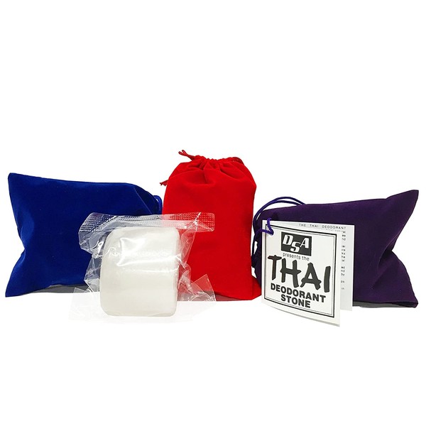 Thai Deodorant Stone 5.5 Ounces with Velvet Pouch