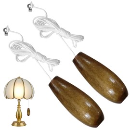 RLMVGBX 2 Pcs Light Pull Cord, Wood Pull Cord Handle with 150cm Extension, String Handle Connector for Bathroom, Fan Switch